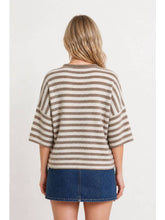 Load image into Gallery viewer, Striped Raw Edge Cardigan - Light Mocha