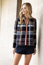 Load image into Gallery viewer, Navy Plaid Blouse
