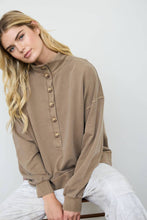 Load image into Gallery viewer, Henley Mock Neck Knit Top - Brown