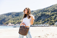 Load image into Gallery viewer, "Joey" Leopard Nylon Tote with Leather Accents