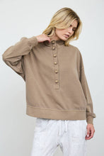 Load image into Gallery viewer, Henley Mock Neck Knit Top - Brown