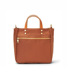 Load image into Gallery viewer, "Joey" Cognac Nylon Tote with Leather Accents