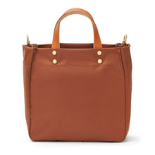 Load image into Gallery viewer, "Joey" Cognac Nylon Tote with Leather Accents
