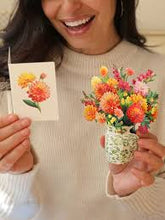 Load image into Gallery viewer, Mini Dahlia Sunrise Pop Up Bouquet Card