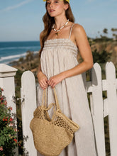 Load image into Gallery viewer, Embroidered Smocked Striped Maxi Dress
