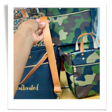 Load image into Gallery viewer, "Joey" Cognac Nylon Tote with Leather Accents