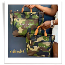 Load image into Gallery viewer, "Codie" Camo Nylon Tote with Leather Accents