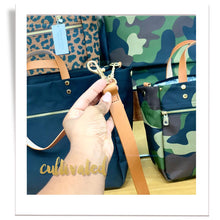 Load image into Gallery viewer, "Joey" Camo Nylon Tote with Leather Accents