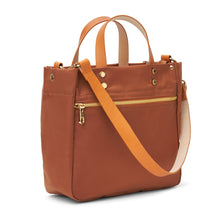 Load image into Gallery viewer, "Joey" Cognac Nylon Tote with Leather Accents