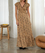 Load image into Gallery viewer, Leopard Lace Trim Maxi Dress