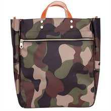 Load image into Gallery viewer, "Parker" Camo Nylon Tote with Leather Accents