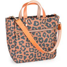 Load image into Gallery viewer, "Joey" Leopard Nylon Tote with Leather Accents