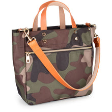 Load image into Gallery viewer, "Joey" Camo Nylon Tote with Leather Accents