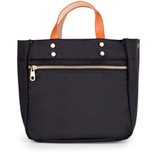 Load image into Gallery viewer, "Joey" Black Nylon Tote with Leather Accents