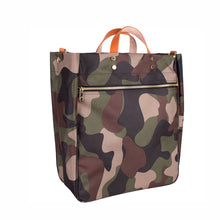 Load image into Gallery viewer, "Parker" Camo Nylon Tote with Leather Accents