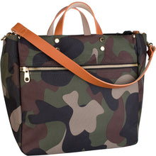 Load image into Gallery viewer, "Codie" Camo Nylon Tote with Leather Accents
