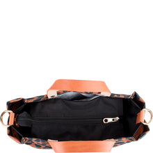 Load image into Gallery viewer, "Joey" Leopard Nylon Tote with Leather Accents
