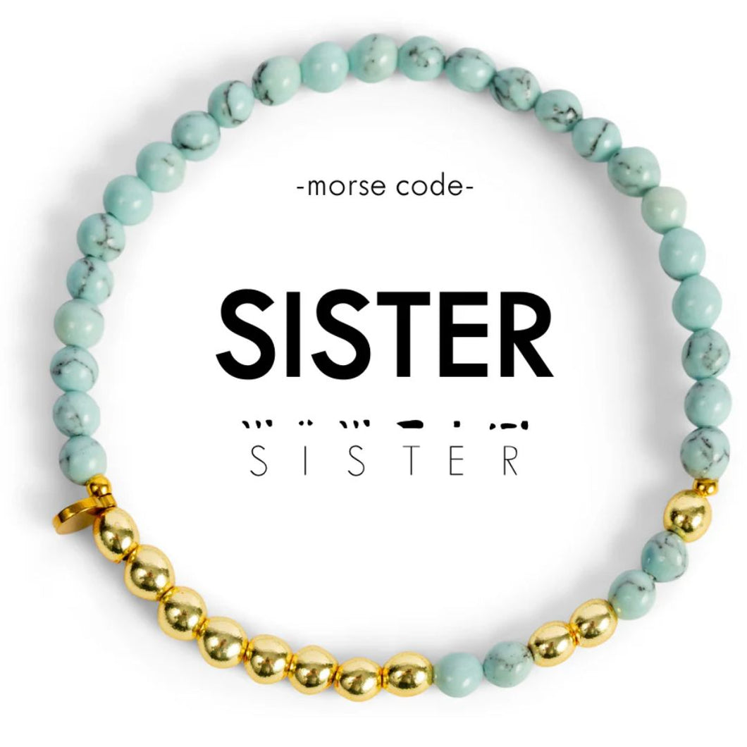 Gold Morse Code Bracelet | Sister