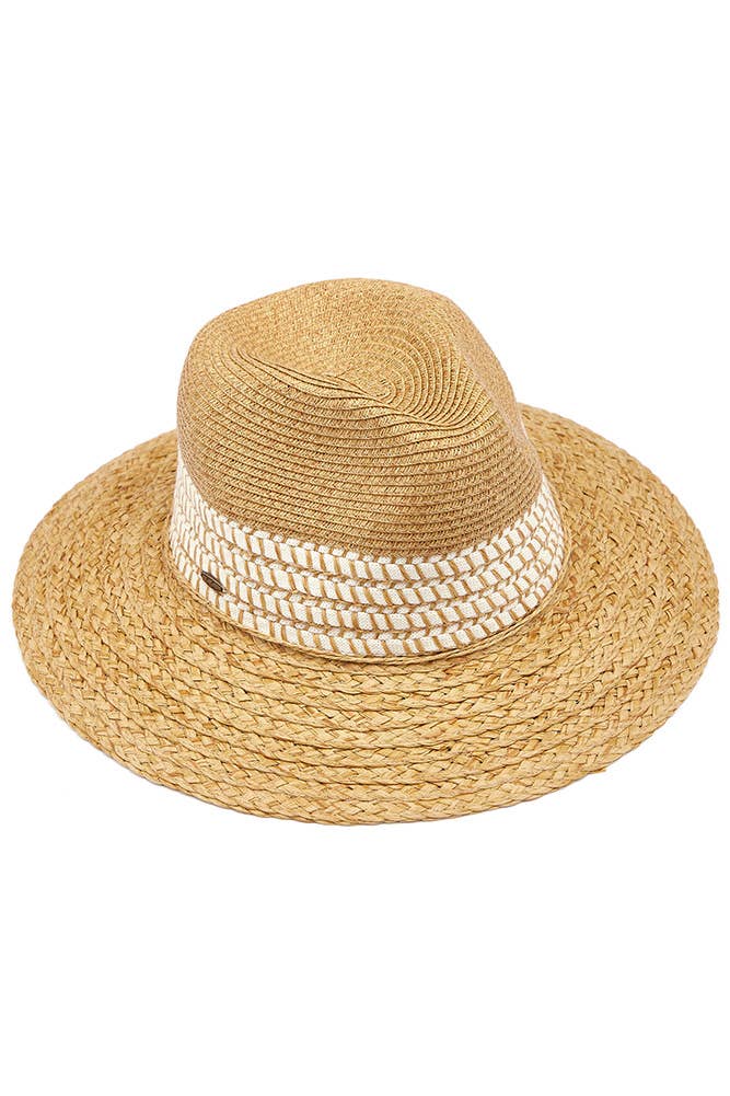 C.C. Paper Straw Panama Hat w/ Whip Stitches
