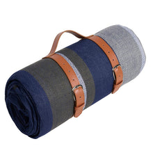 Load image into Gallery viewer, Blanket with Leather Tote Strap

