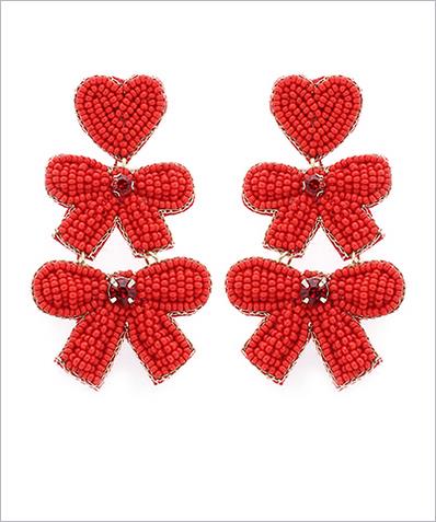 I LOVE BOWS Earrings - Red