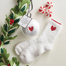 Load image into Gallery viewer, Cozy Socks with Red Heart Ornament
