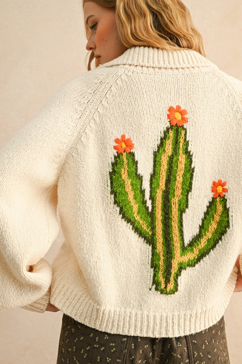 Cactus Button Front Cardigan