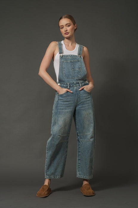 Slouchy Relaxed Fit Barrel Overalls