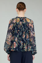 Load image into Gallery viewer, Fiona Floral Pleated Blouse - Navy
