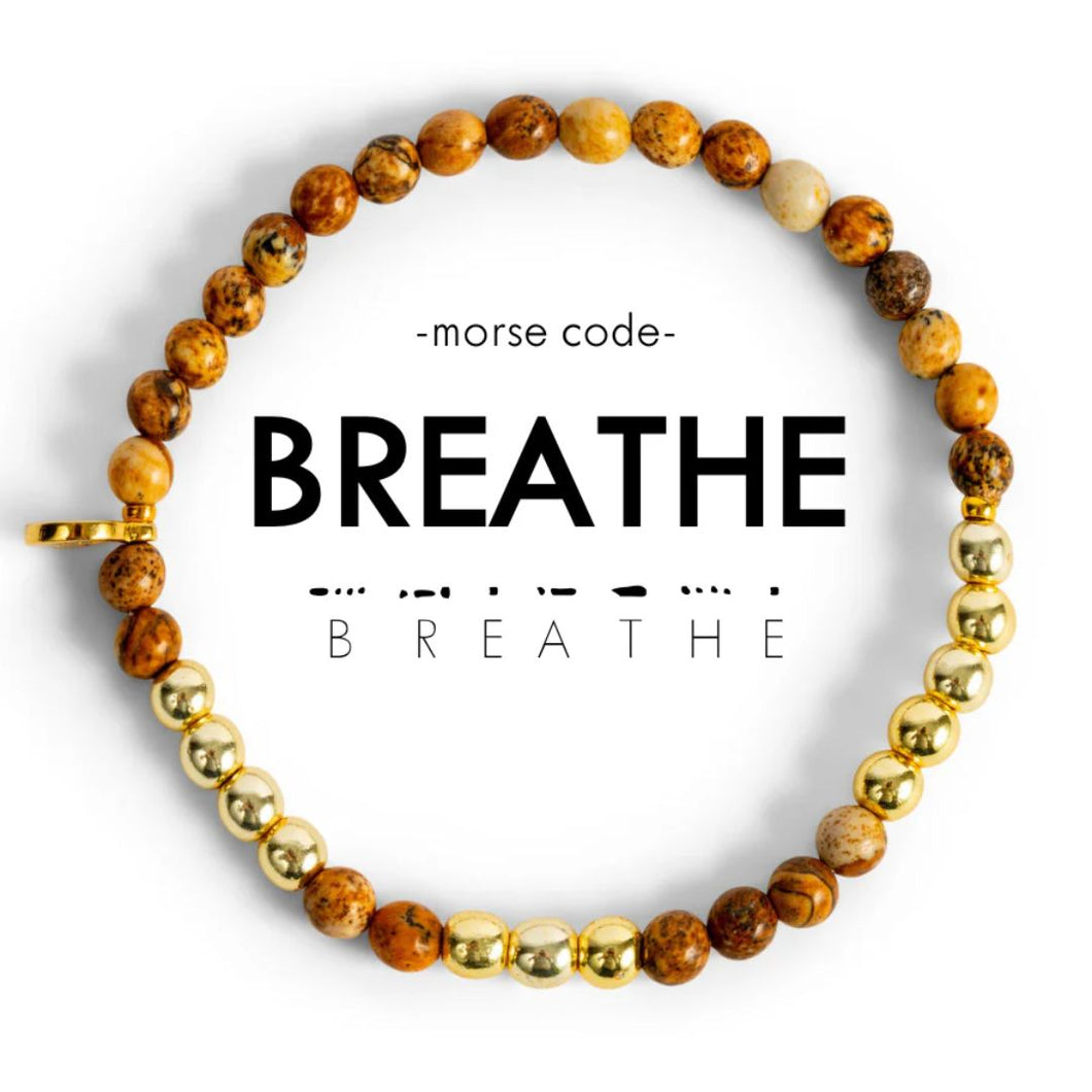 Gold Morse Code Bracelet | Breathe
