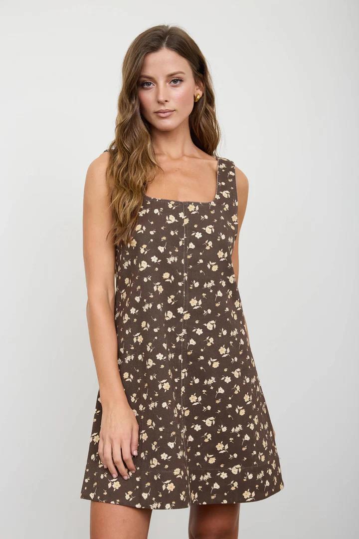 Floral Sleeveless Denim Mini Dress – Cultivated