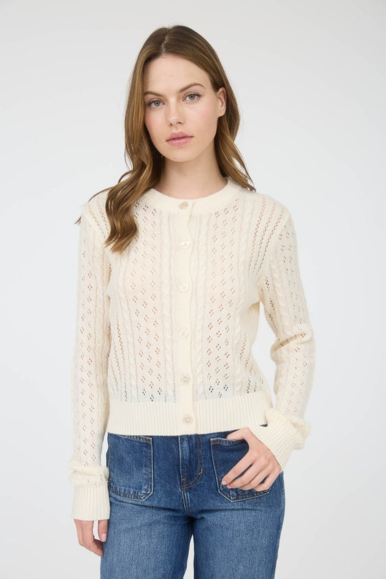 Pointelle Cream Cardigan
