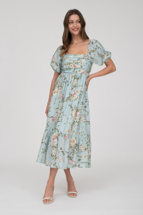 The Floral Frenzy Pleated Front Dress