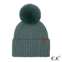 Load image into Gallery viewer, C.C. Cable Cuff Pom Beanie
