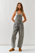 Load image into Gallery viewer, Slouchy Relaxed Fit Barrel Overalls - Grey Wash
