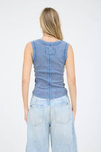 Load image into Gallery viewer, Washed Henley Tank - Blue
