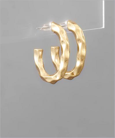 Hammered Oval Open Hoops