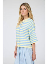 Load image into Gallery viewer, Striped Raw Edge Cardigan - Butter Yellow
