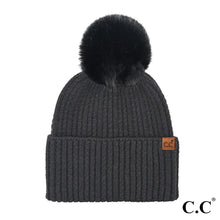 Load image into Gallery viewer, C.C. Cable Cuff Pom Beanie
