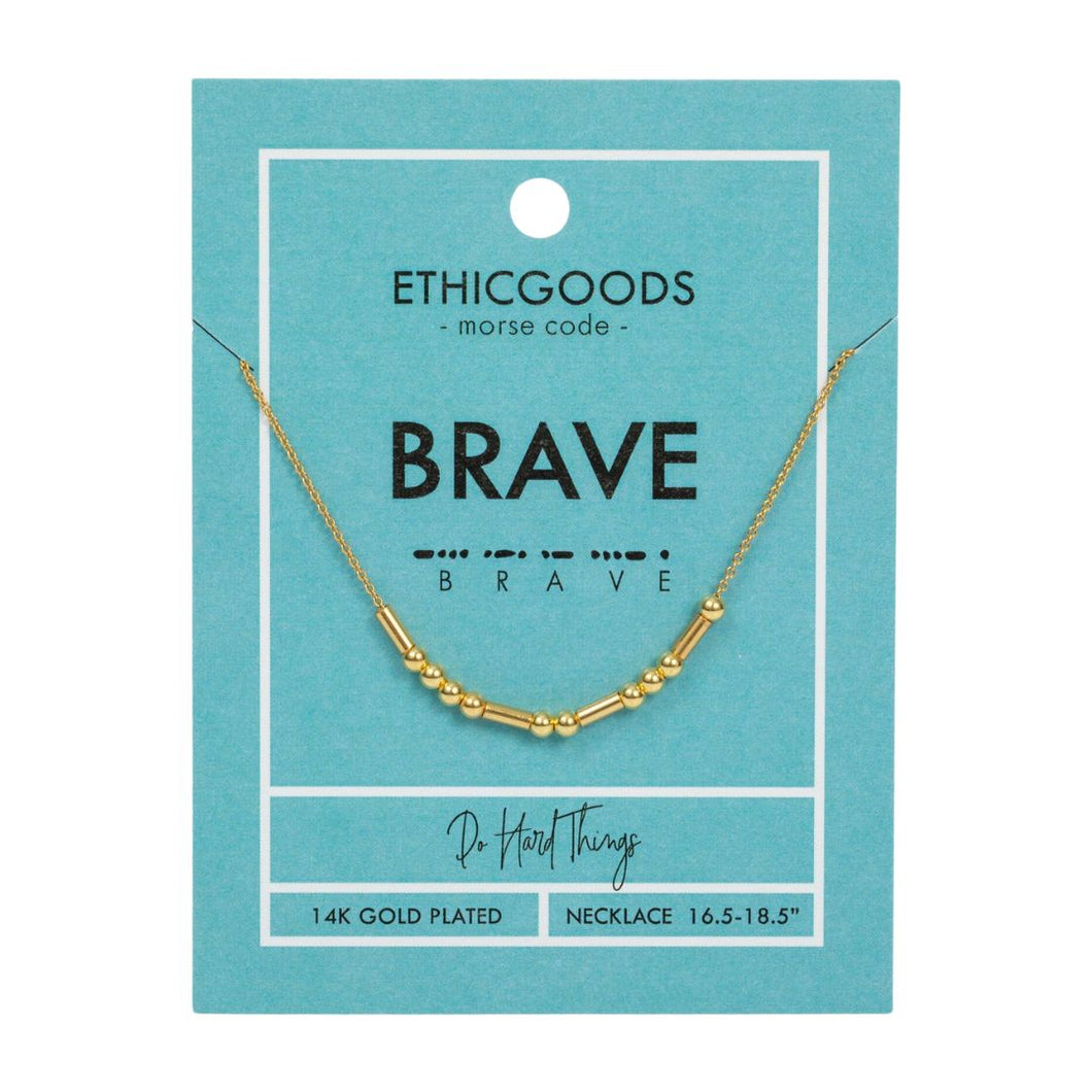 Gold Morse Code Necklace | Brave
