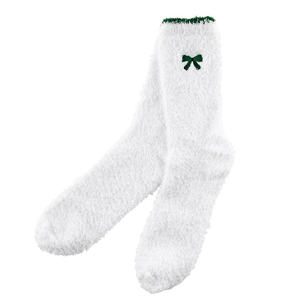 Cozy Socks with Green Bow Ornament