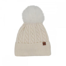 Load image into Gallery viewer, C.C. Cable Knit Pattern Pom Beanie
