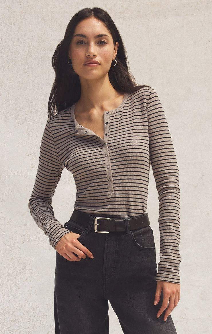 Stella Striped Modal Rib Henley