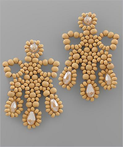 Floral Wood Bead Earrings