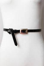 Load image into Gallery viewer, Skinny Black Belt with Gold Buckle
