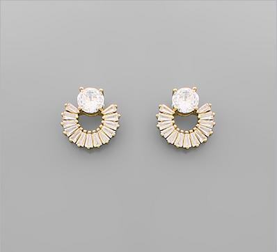 CZ Bagguete Circle Earrings