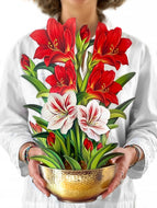 Scarlet Amaryllis Pop-Up Bouquet Card - Large