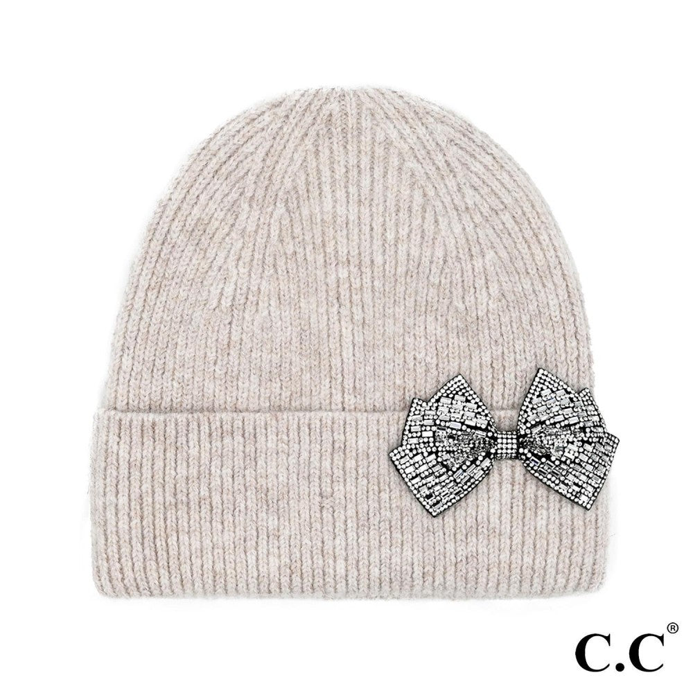 CC Bow Beanie - Oatmeal