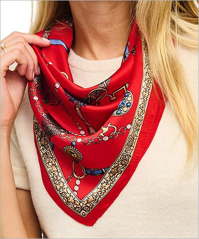 Horsebit Chain & Tassel Scarf