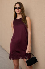 Load image into Gallery viewer, Satin Lace Trim Mini Dress
